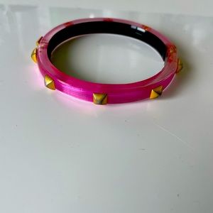 Alexis Bittar Pink Lucite Gold Spike Bangle